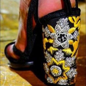 Dries van Noten velvet sandal with embroidery